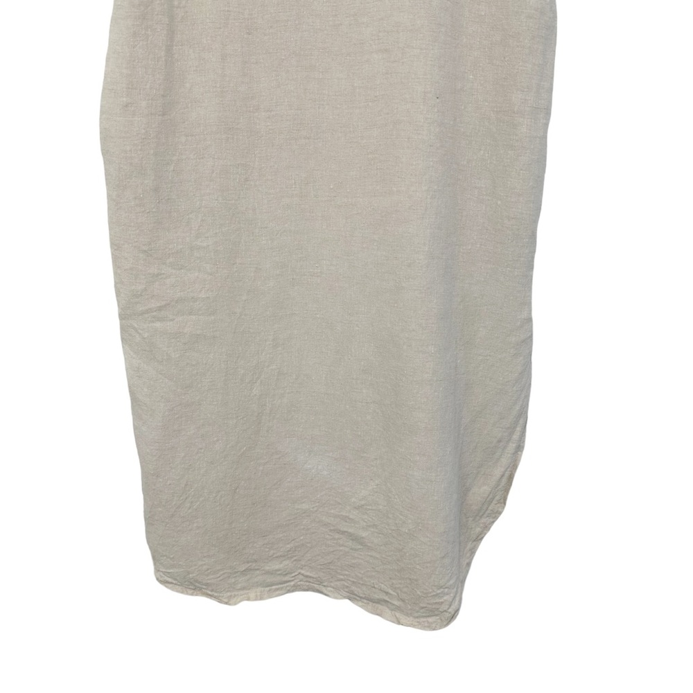 Peplum Co. | 100% Linen Short Sleeve Oatmeal Midi Dress Size S - Picture 7 of 9